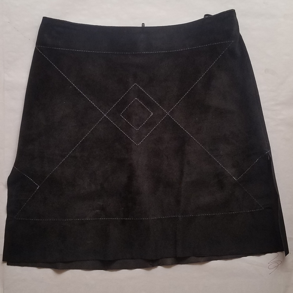 Black Suede Leather Mini Skirt (size 6)